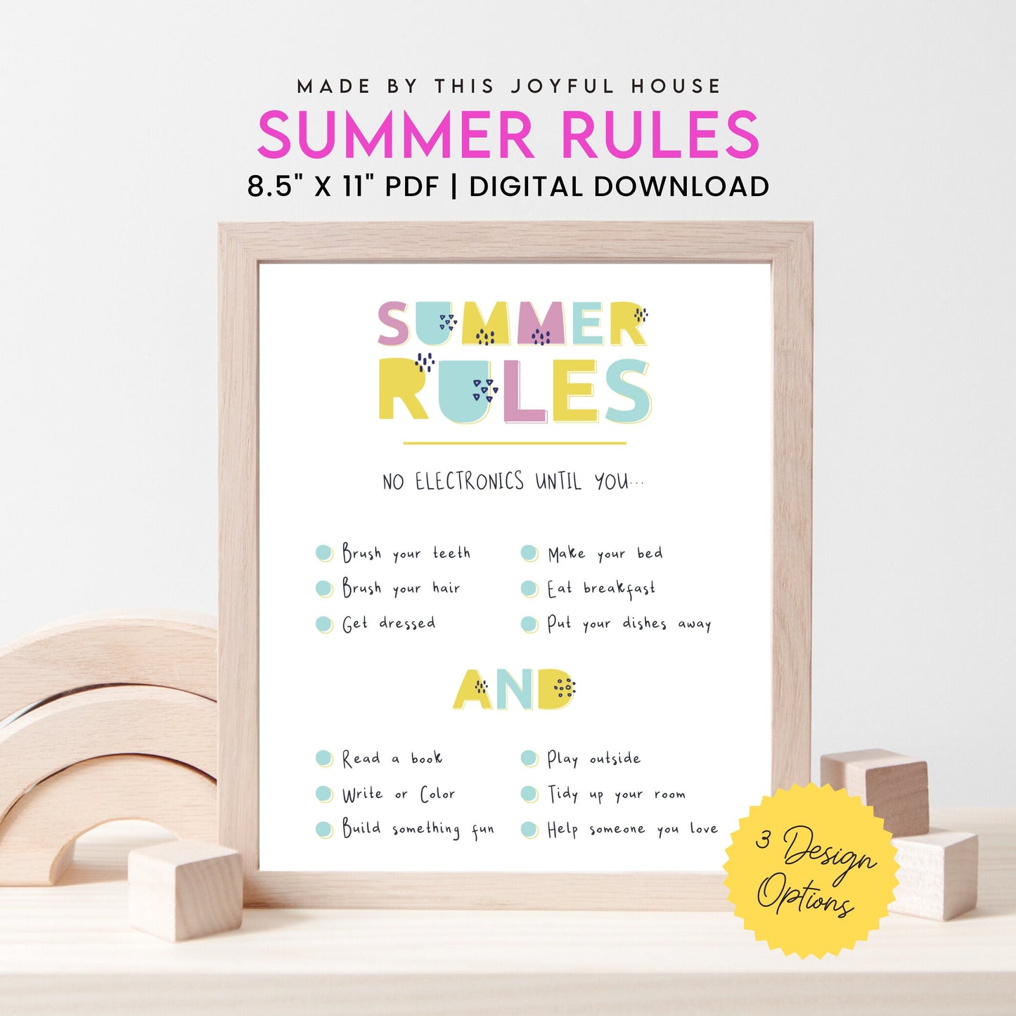 Summer Rules Printable  | PDF Digital Download