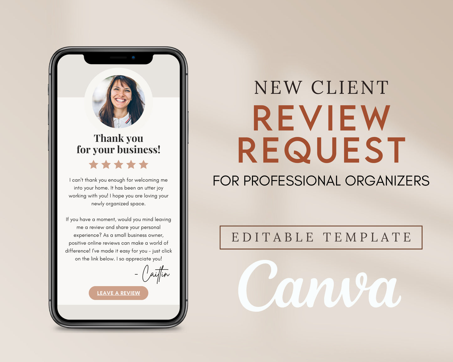 Client Review Request Text Message Canva Template