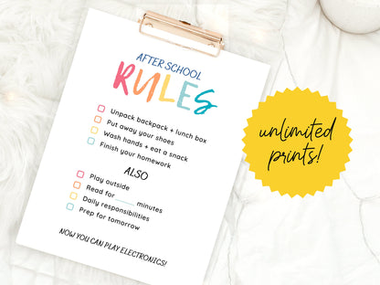 After School Rules Canva Template